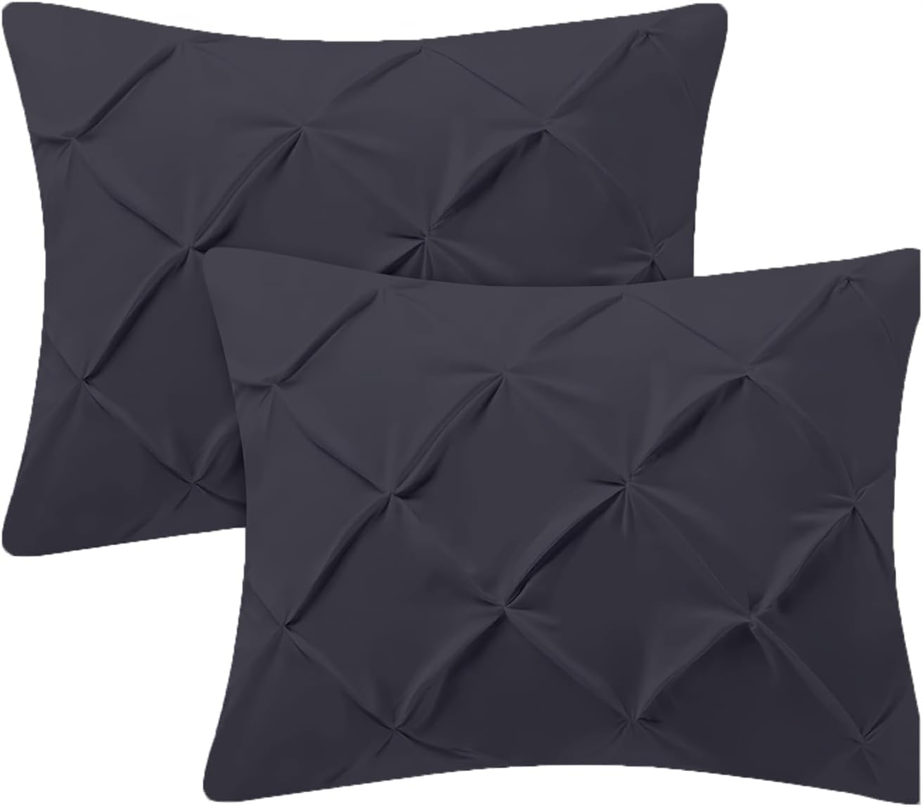 Dark Grey Pinch Pleat Egyptian Cotton Pillow Shams Set