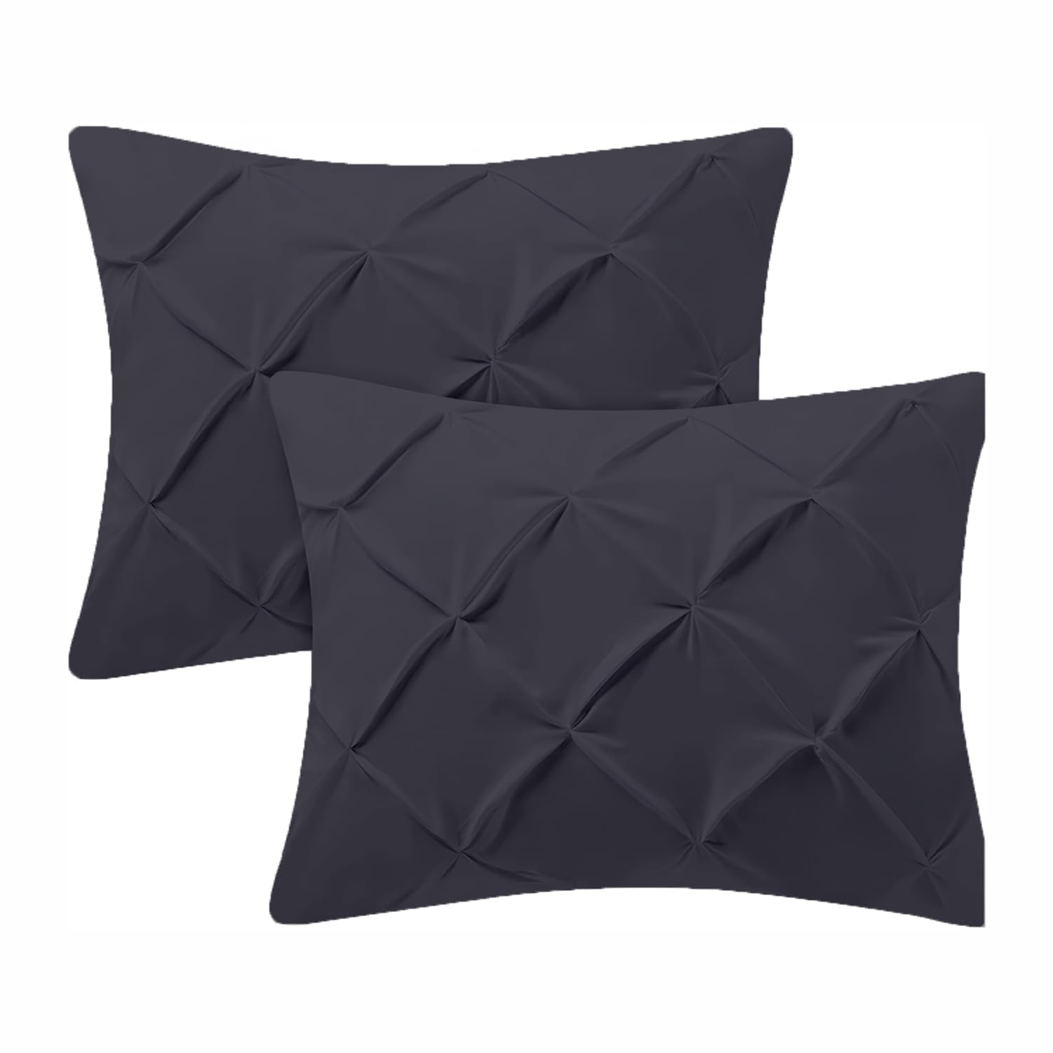 Dark Grey Pinch Pleat Egyptian Cotton Pillow Shams Set