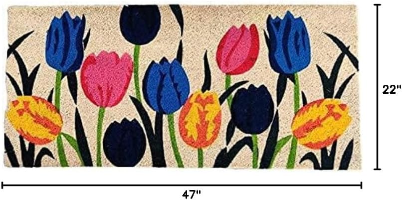 Large Tulip Pattern Coir Non Slip Welcome Doormat