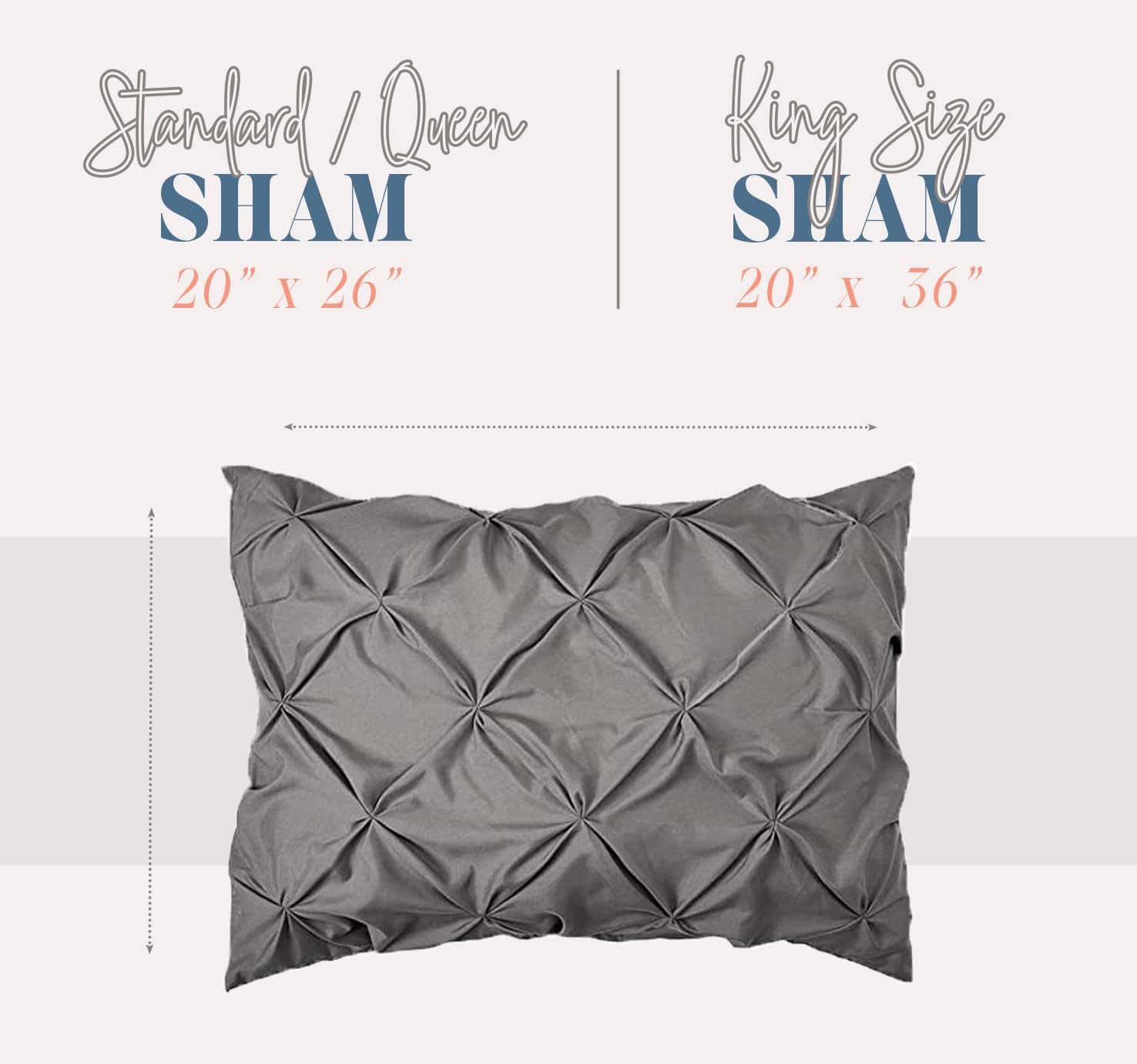 Black Pinch Pleat Microfiber King Pillow Shams