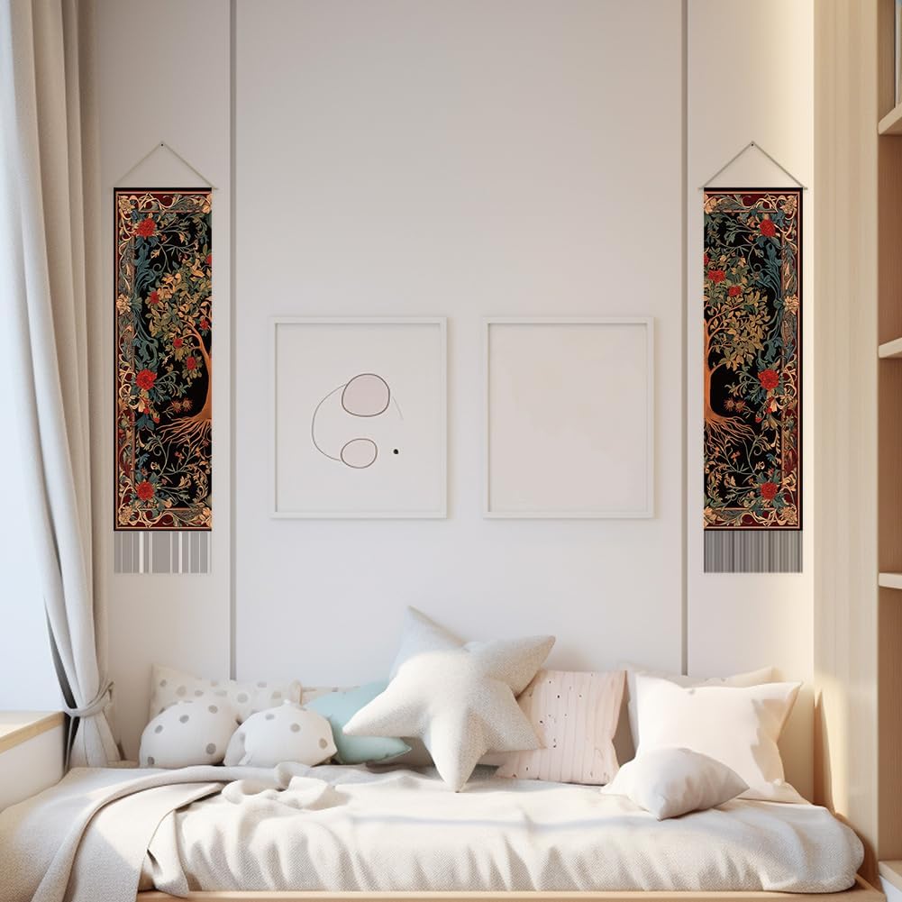 2 Pack Brown Tree Life Vertical Tassel Tapestries