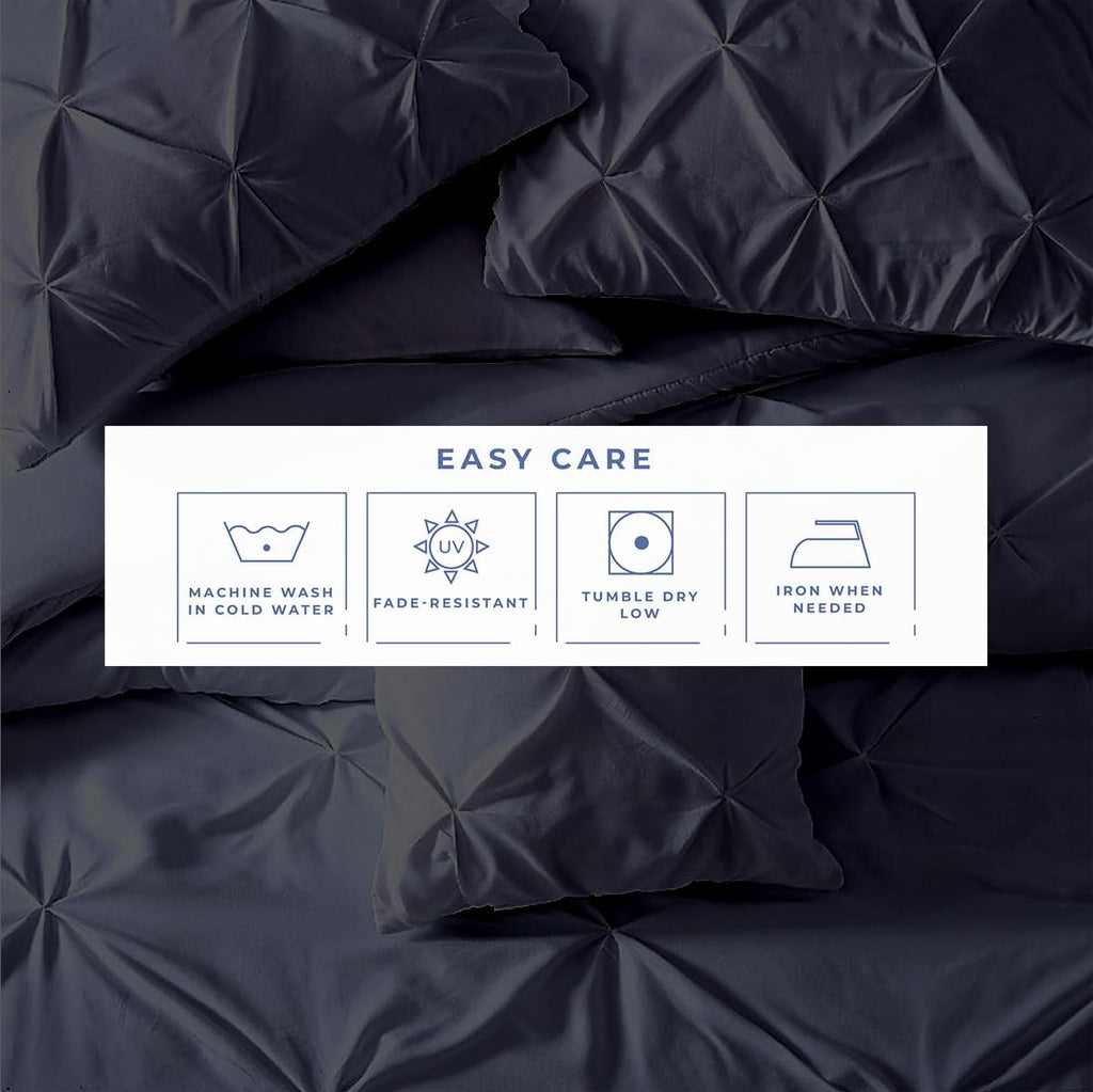 Dark Grey Pinch Pleat Egyptian Cotton Pillow Shams Set
