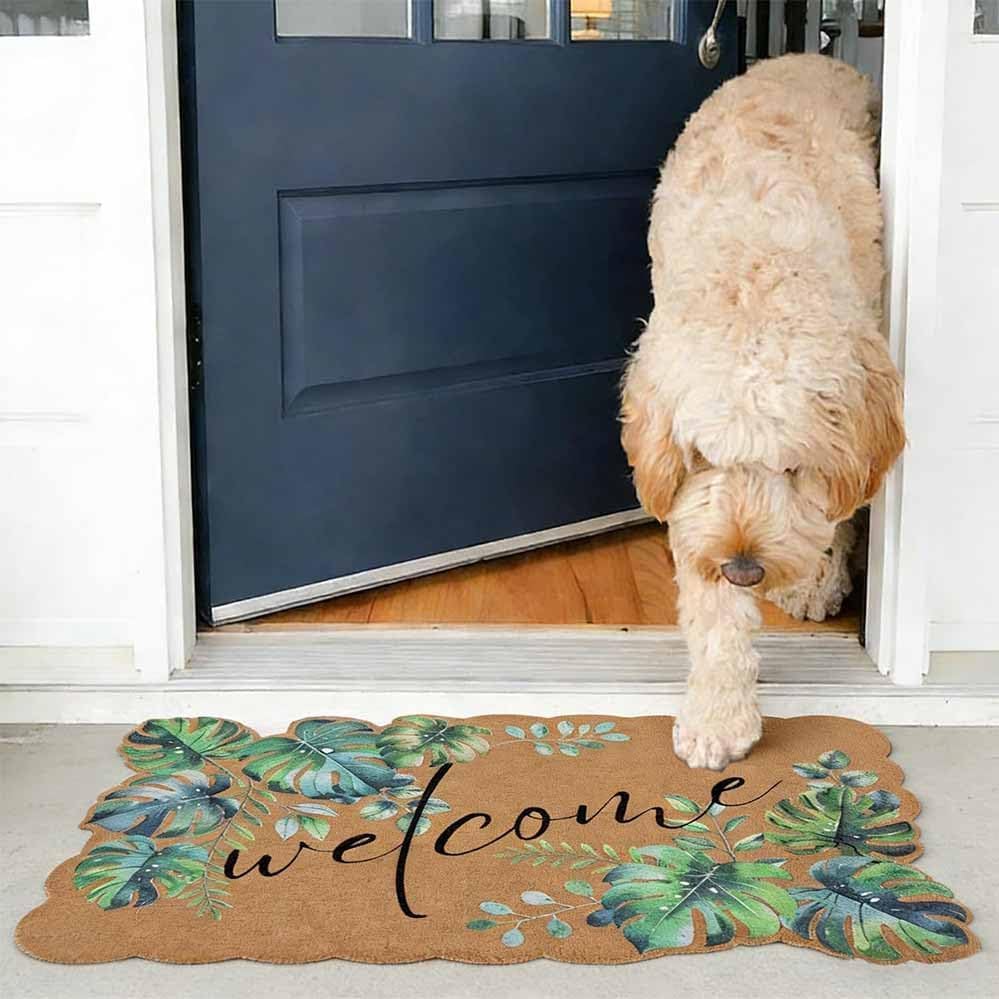 Scalloped Spring Leaf Coir Non Slip Doormat