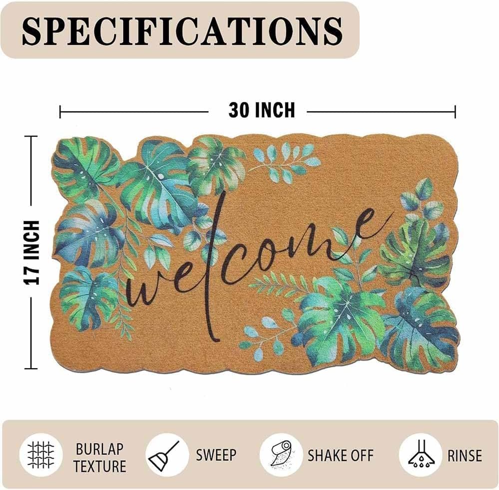 Scalloped Spring Leaf Coir Non Slip Doormat