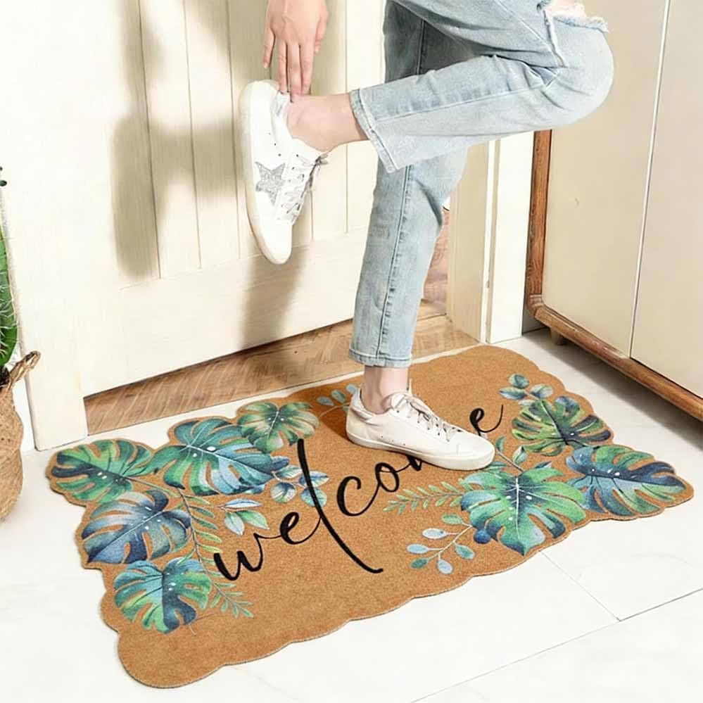 Scalloped Spring Leaf Coir Non Slip Doormat