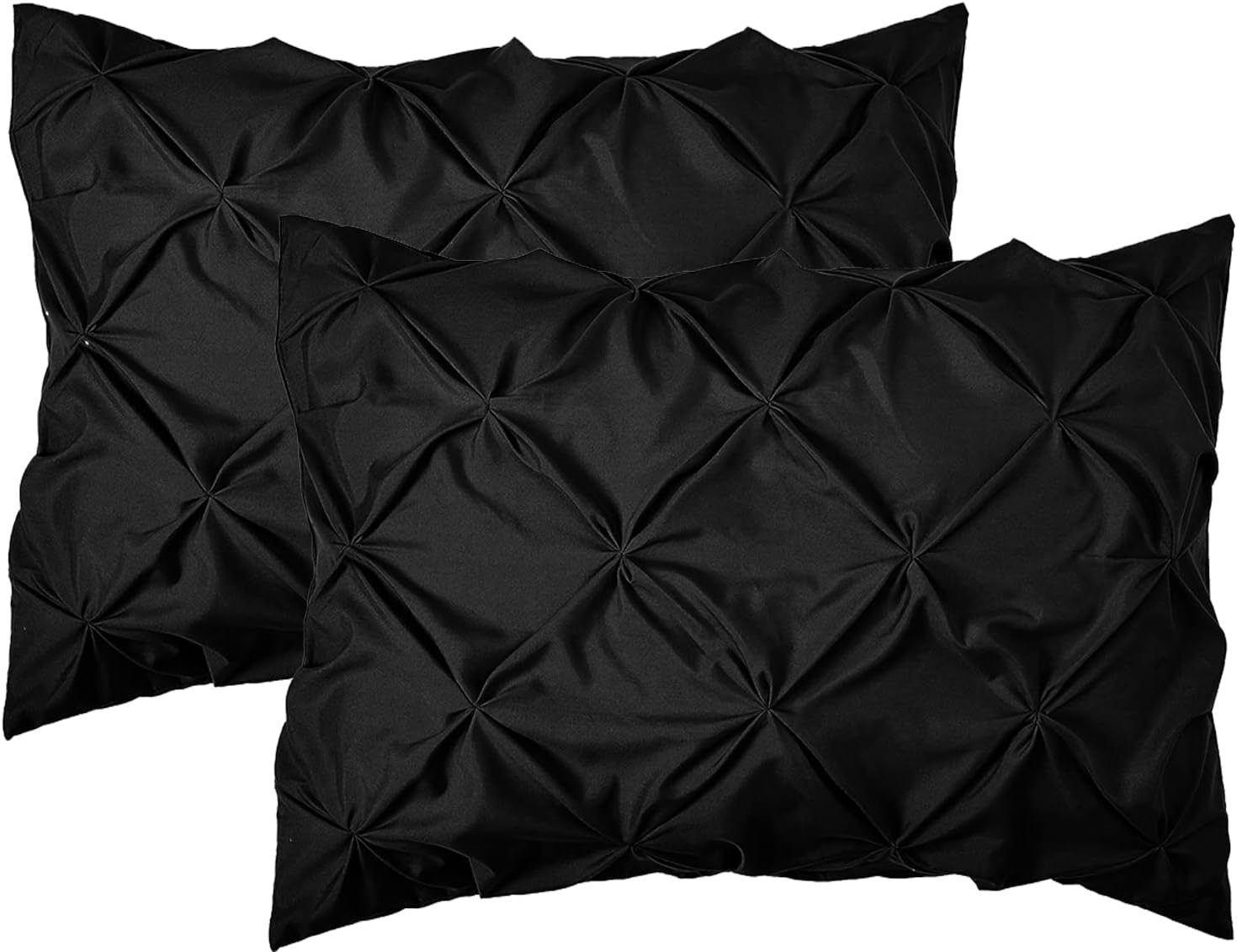 Black Pinch Pleat Microfiber King Pillow Shams