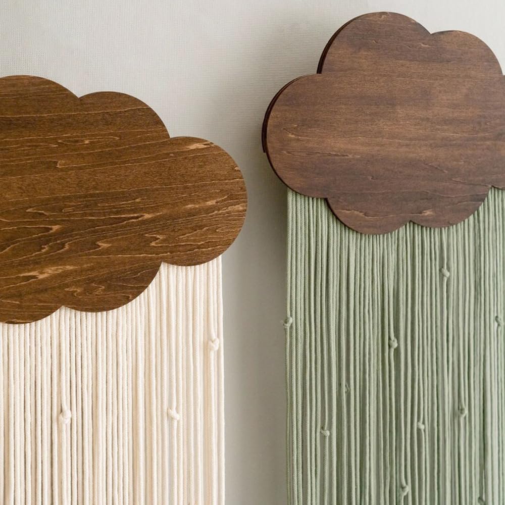 Green Cloud Tassel Boho Woven Macrame Wall Hanging