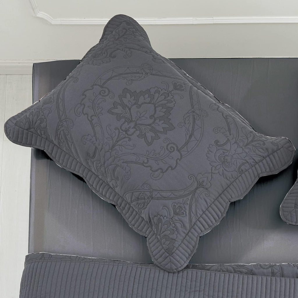Dark Grey Quilted Microfiber Standard Pillow Shams