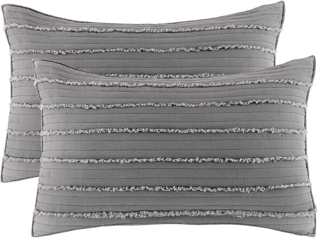 Grey Microfiber Envelope Closure Queen Pillow Shams