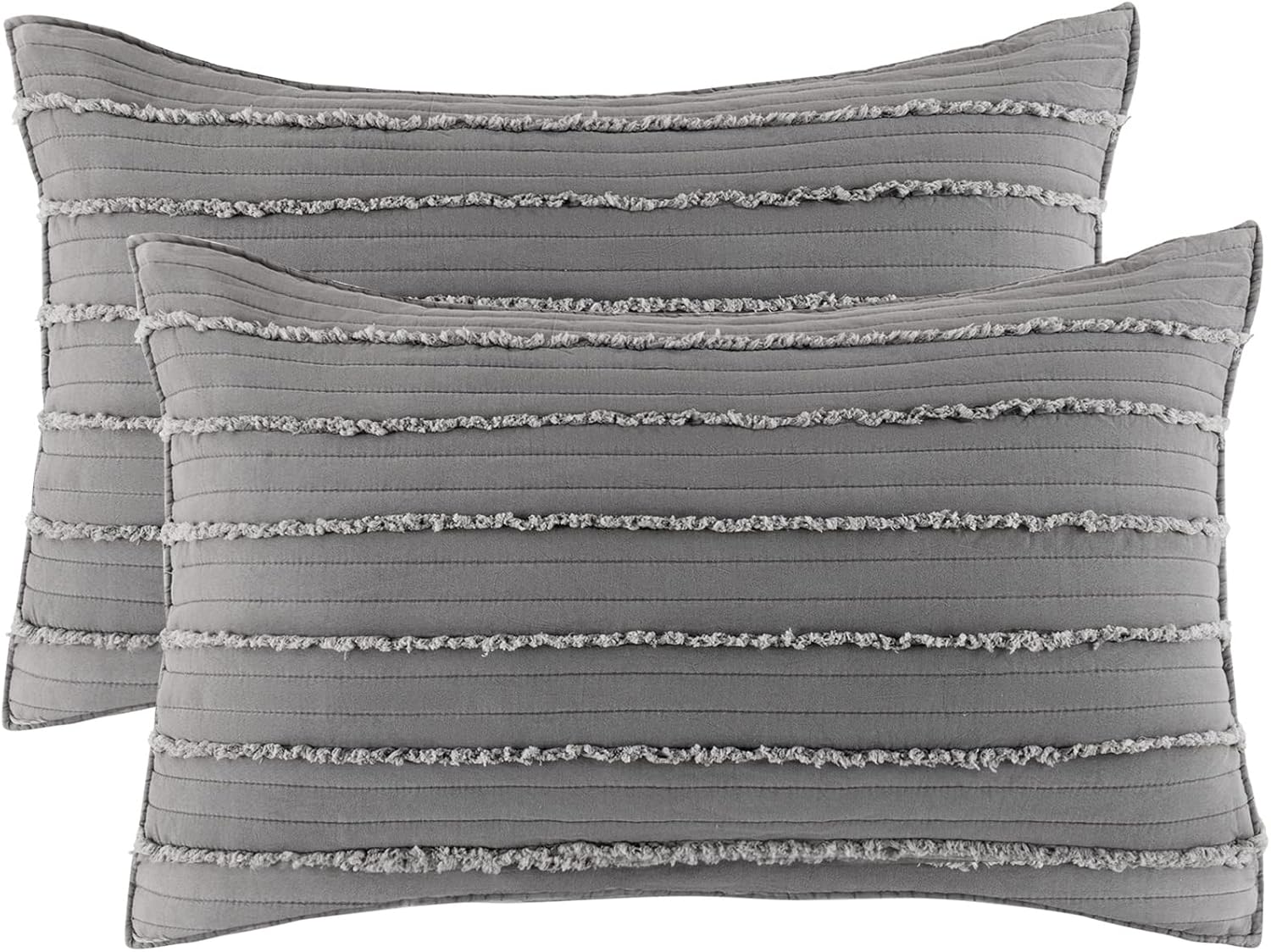 Grey Microfiber Envelope Closure Queen Pillow Shams