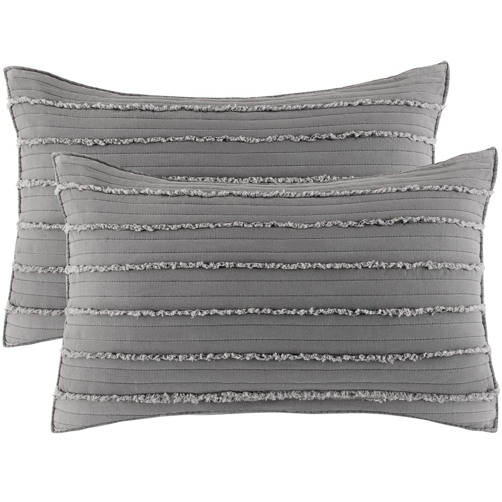 Grey Microfiber Envelope Closure Queen Pillow Shams