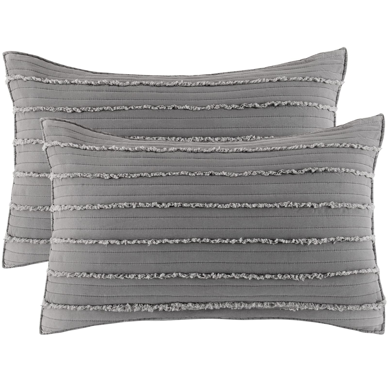 Grey Microfiber Envelope Closure Queen Pillow Shams