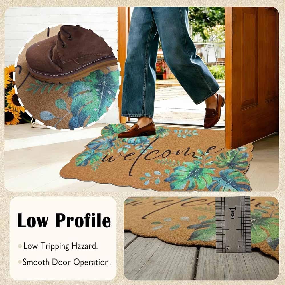 Scalloped Spring Leaf Coir Non Slip Doormat
