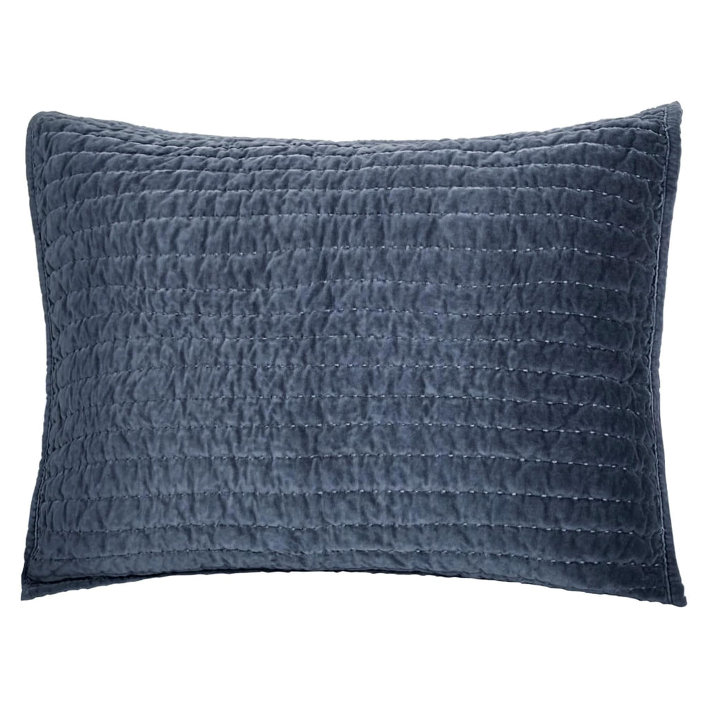 Grey Cotton Velvet Pic-Stitch Standard Pillow Sham