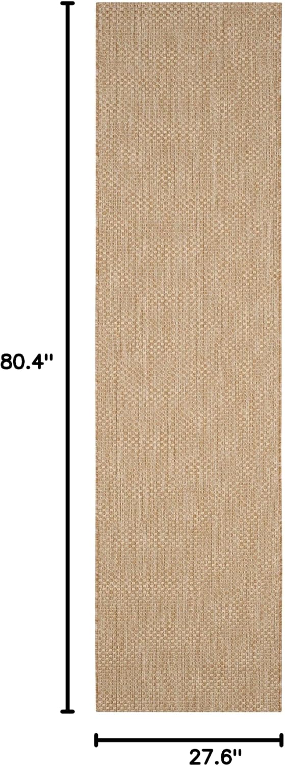 Natural Cream Washable Outdoor Courtyard Runner Rug