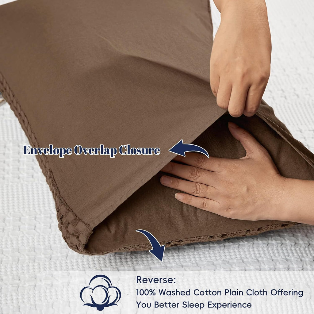 Chocolate Waffle Weave Cotton Standard Pillow Shams