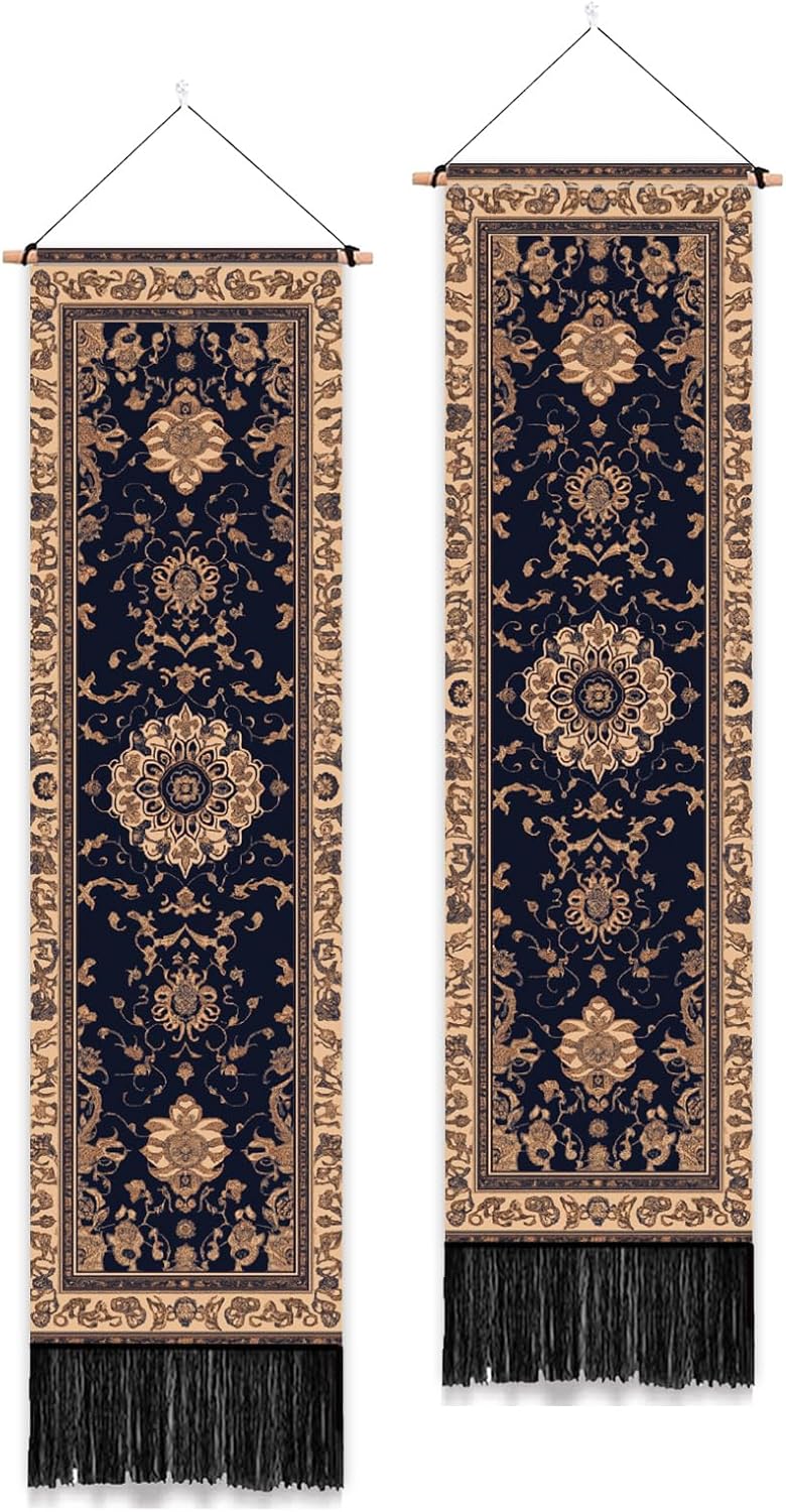 2 Pack Floral Tassel Boho Vertical Wall Tapestries
