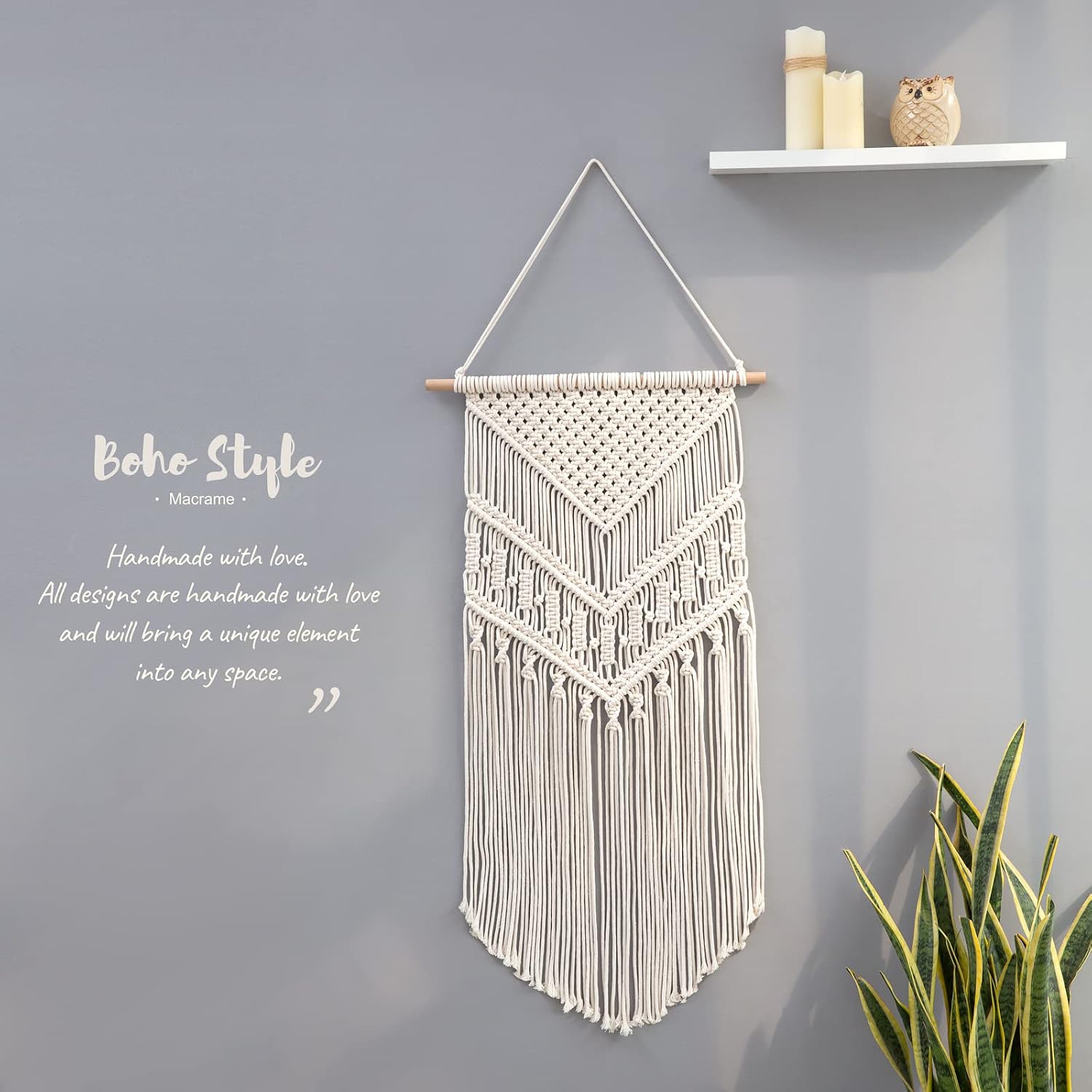 Boho Geometric Woven Macrame Wall Hanging Decor