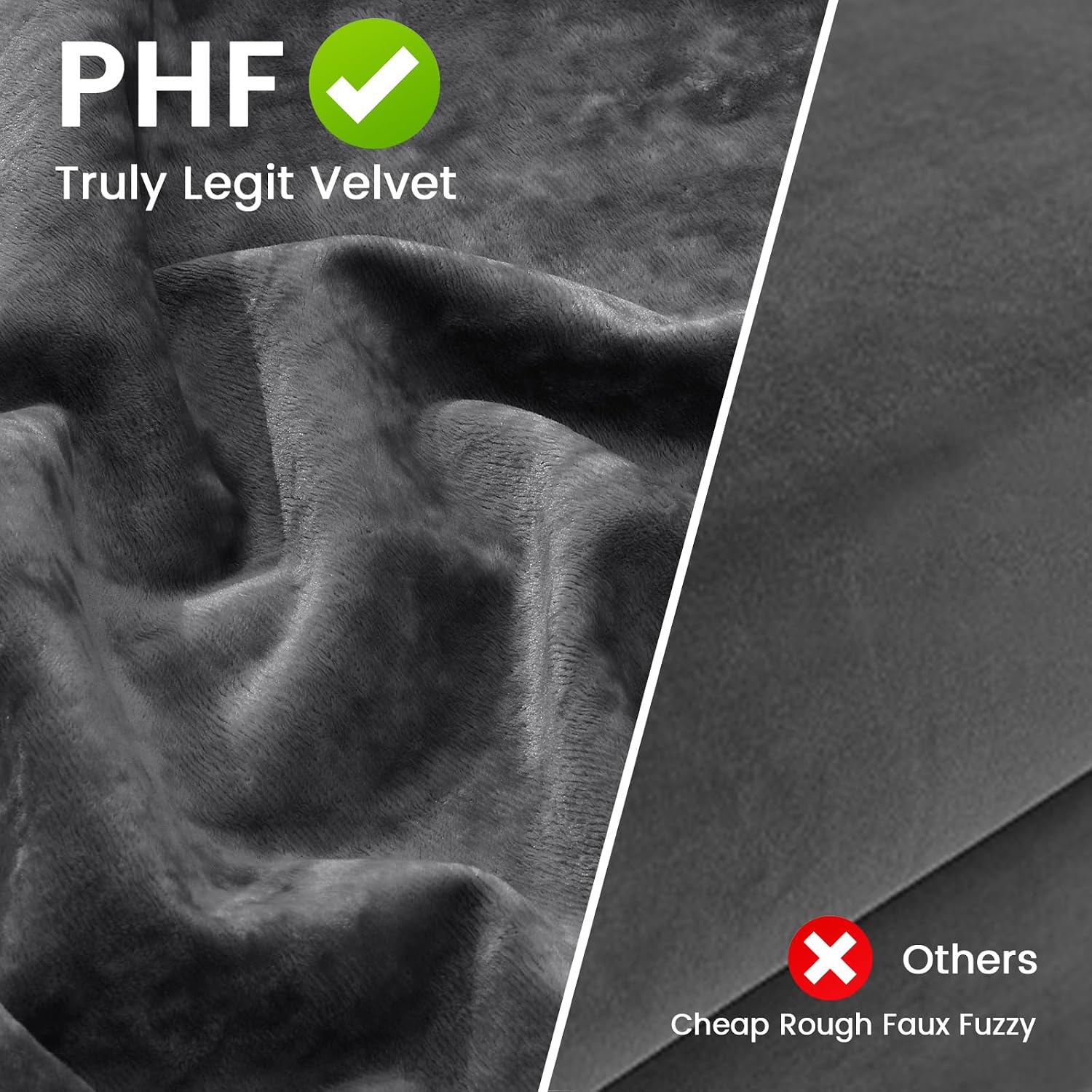 Charcoal Velvet Envelope Closure Standard Pillow Shams