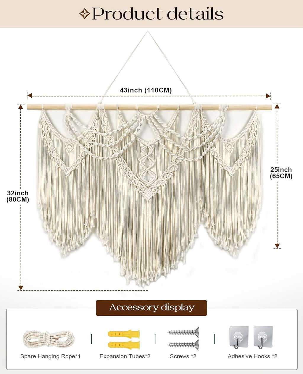 Large Tassel Boho Macrame Woven Wall Hanging