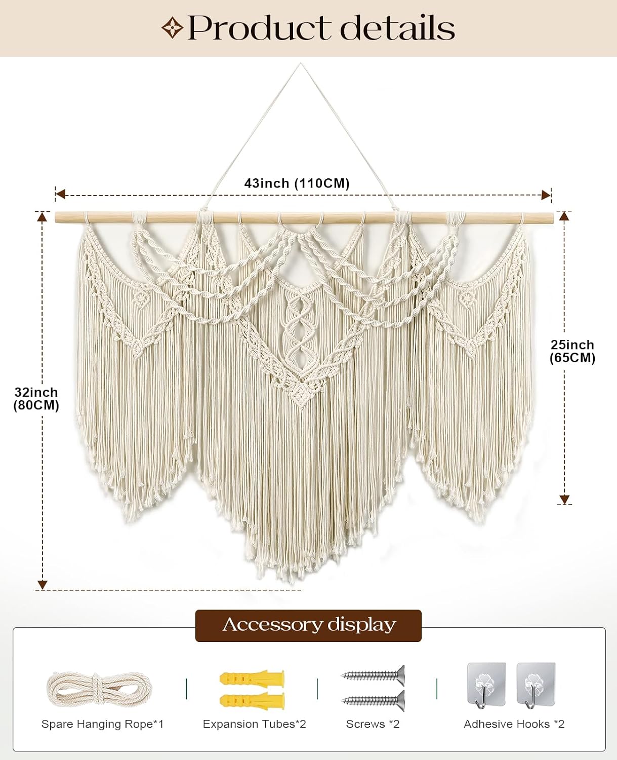 Large Tassel Boho Macrame Woven Wall Hanging