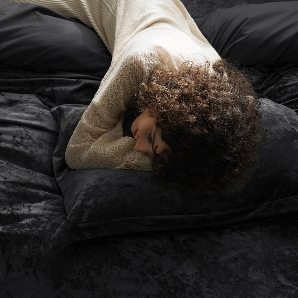 Black Velvet Envelope Closure Standard Pillow Shams