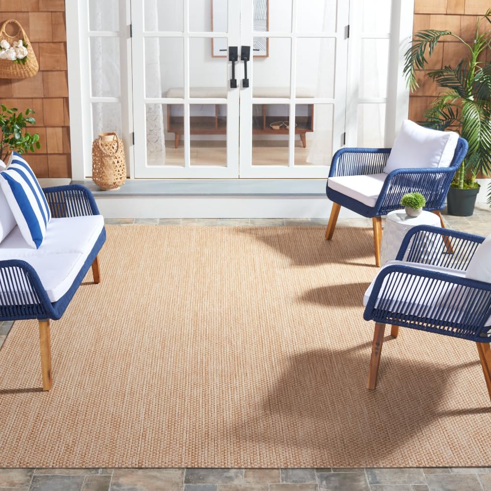 Natural Cream Washable Outdoor Courtyard Runner Rug