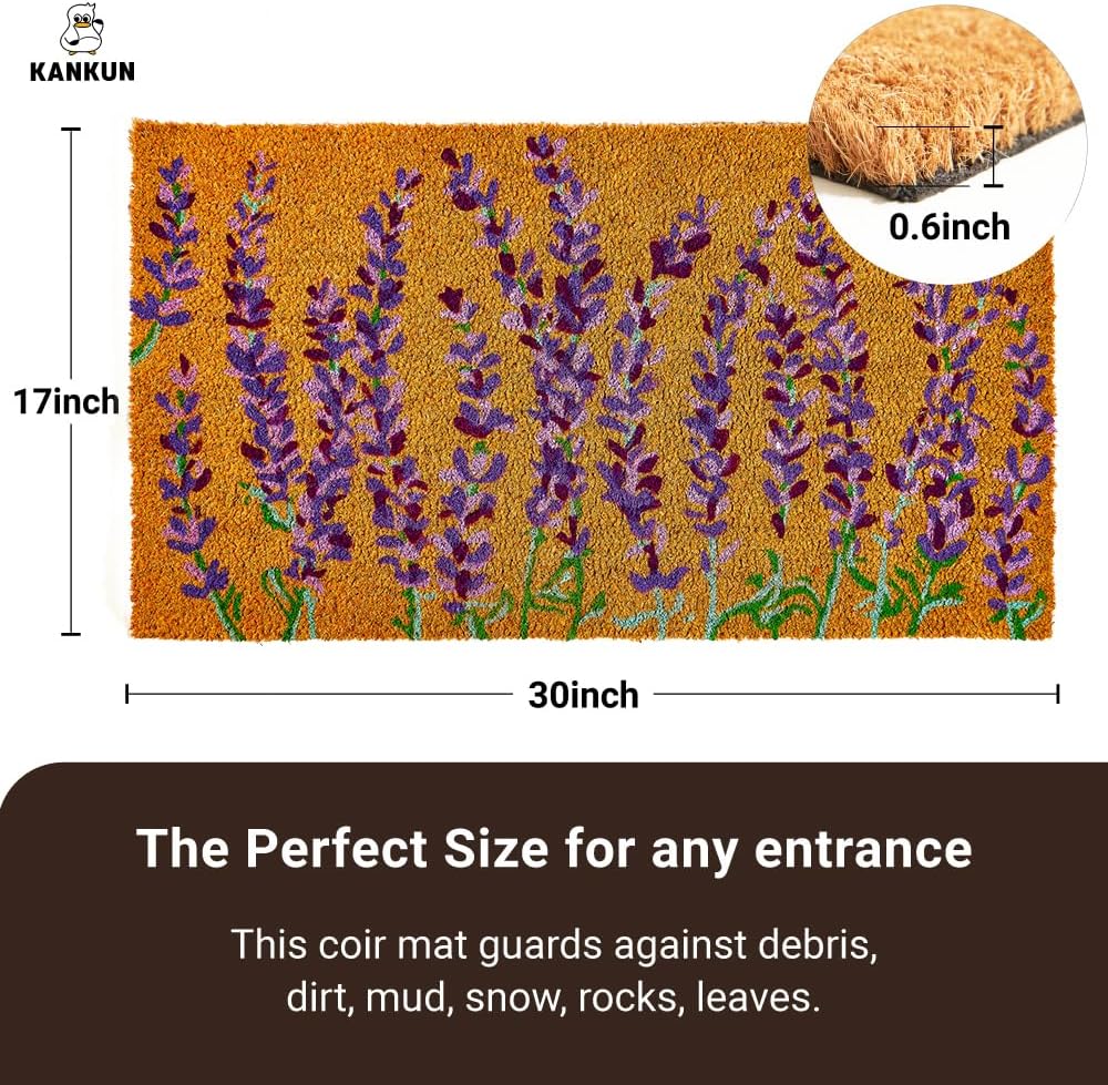 Lavender Floral Coir Welcome Non Slip Doormat