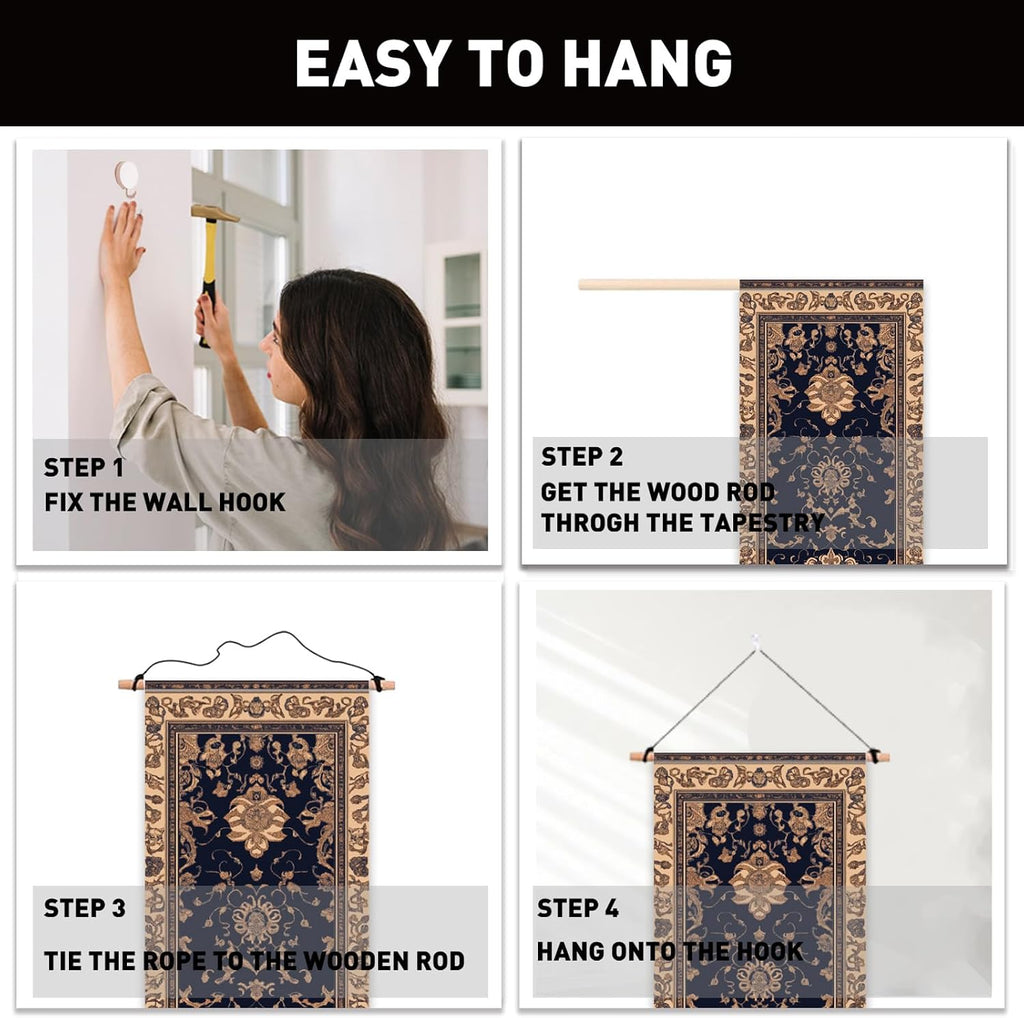 2 Pack Floral Tassel Boho Vertical Wall Tapestries