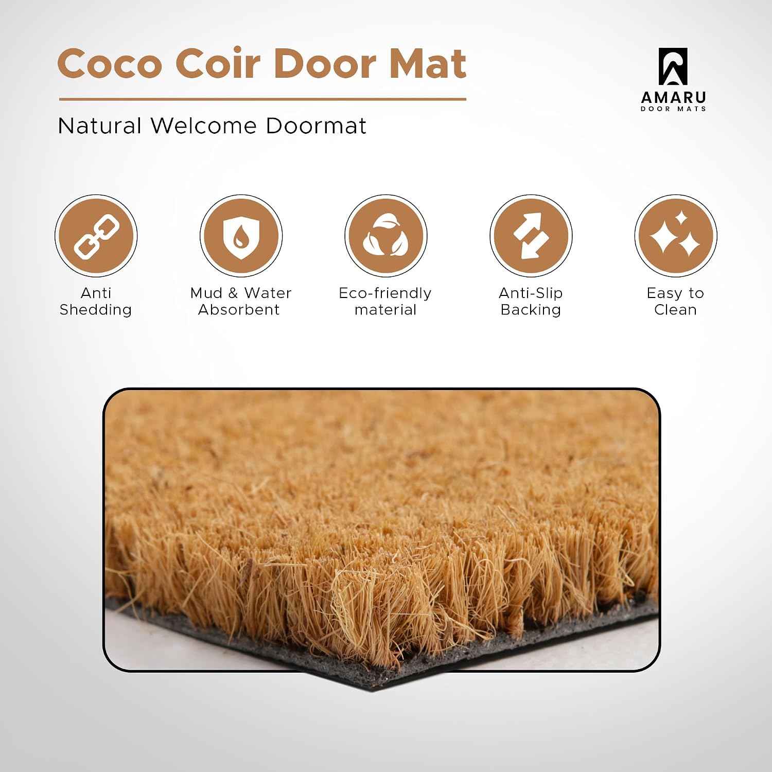 Minimalist Floral Coir Non Slip Welcome Doormat