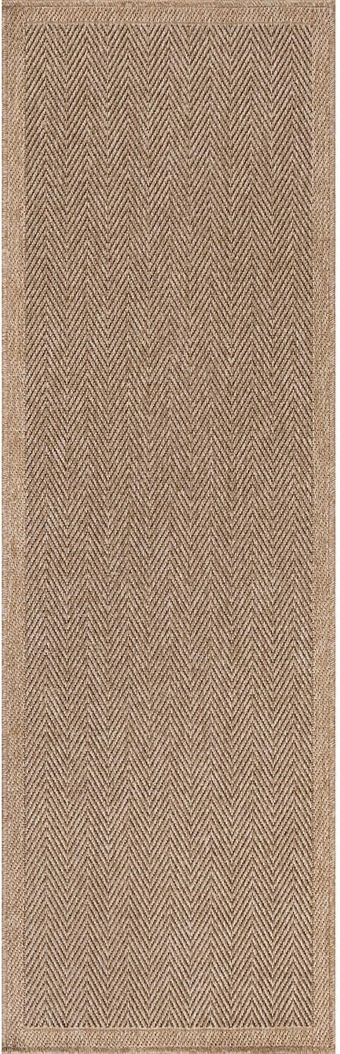 Herringbone Seagrass Washable Indoor Outdoor Runner Rug
