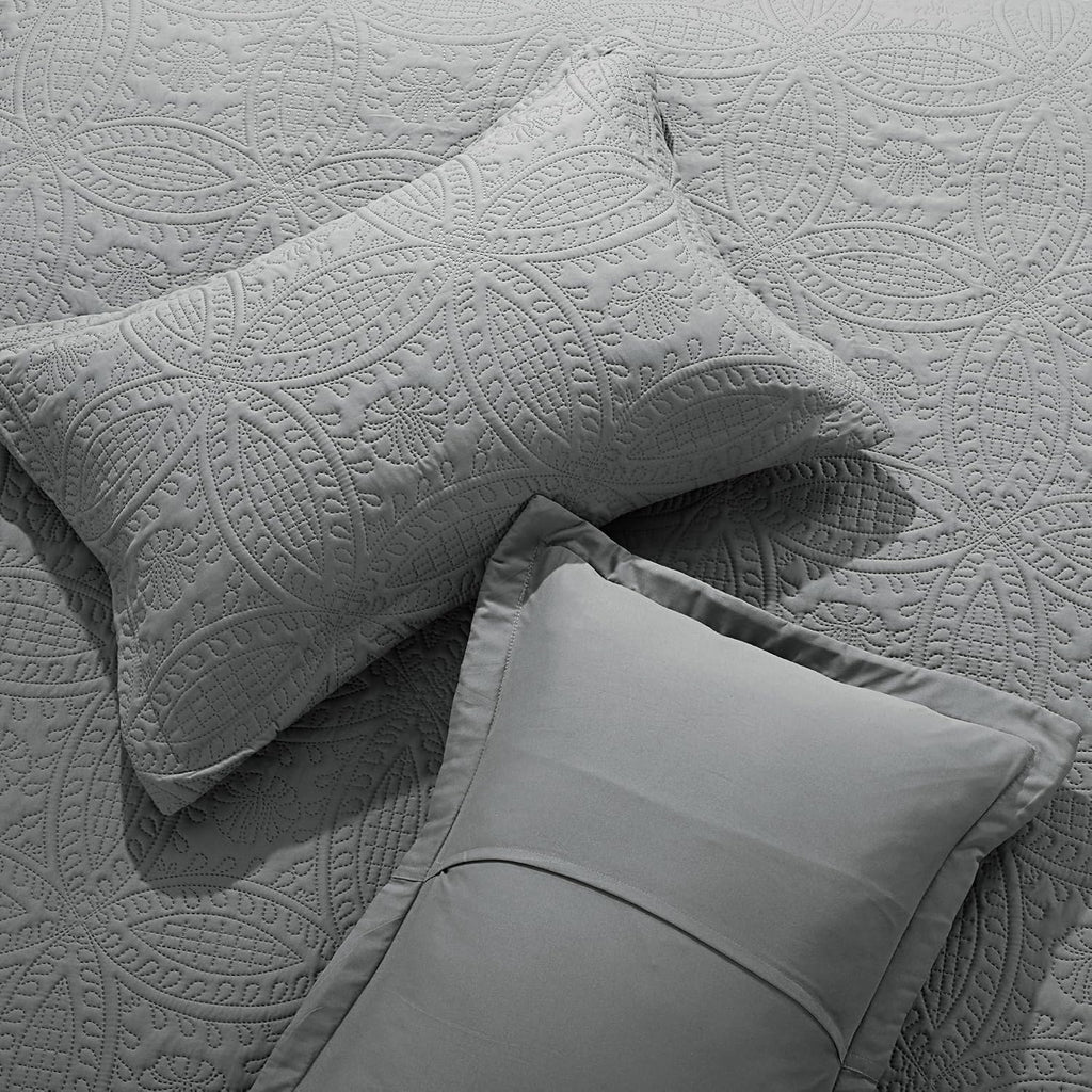 Dark Grey Coin Quilted Envelope Standard Pillow Shams