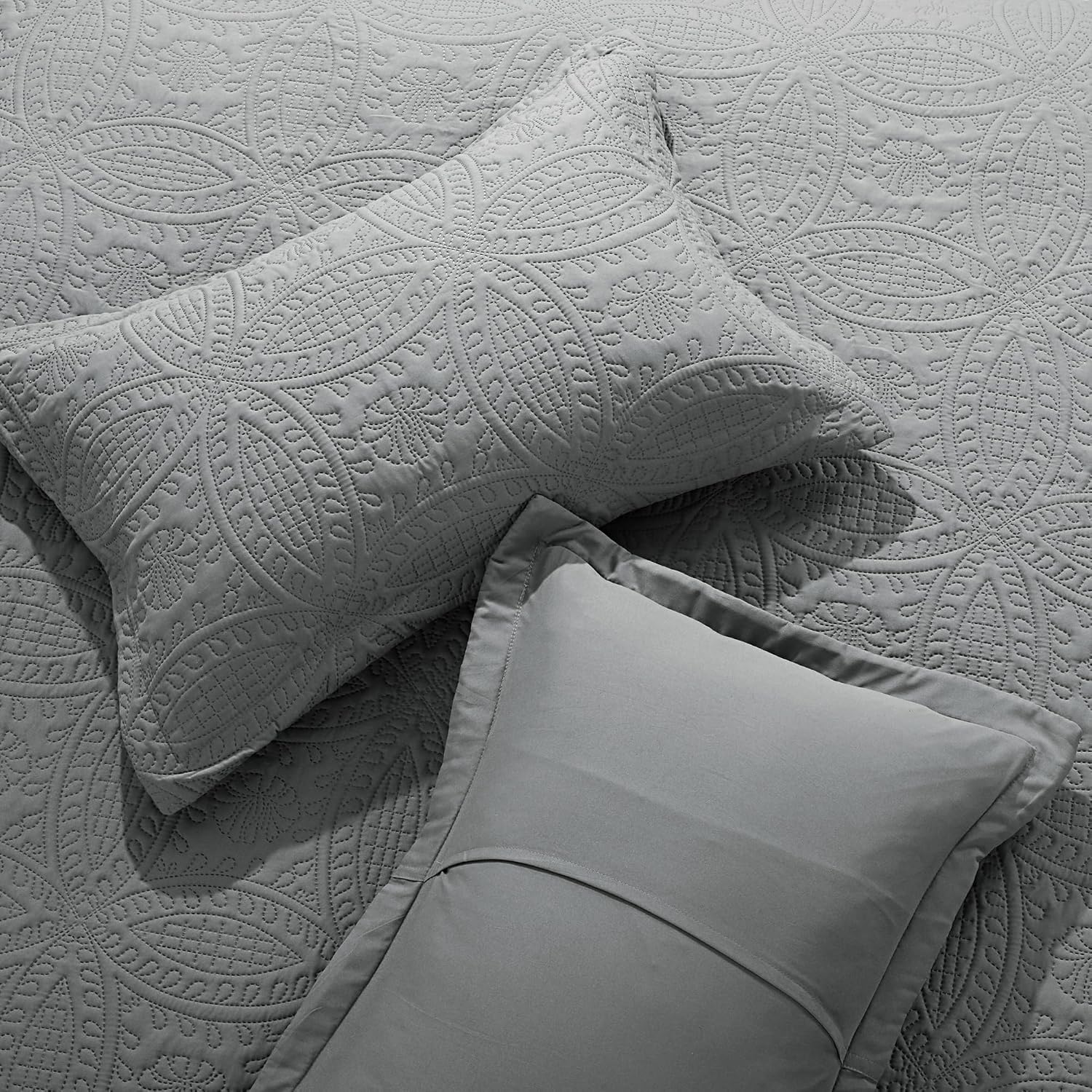 Dark Grey Coin Quilted Envelope Standard Pillow Shams