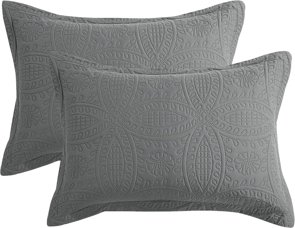Dark Grey Coin Quilted Envelope Standard Pillow Shams