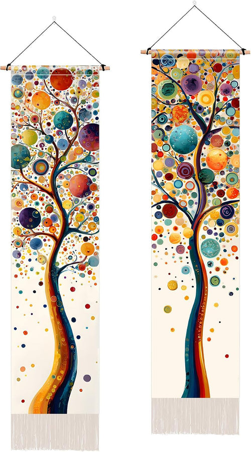 2 Pack Brown Tree Life Vertical Tassel Tapestries