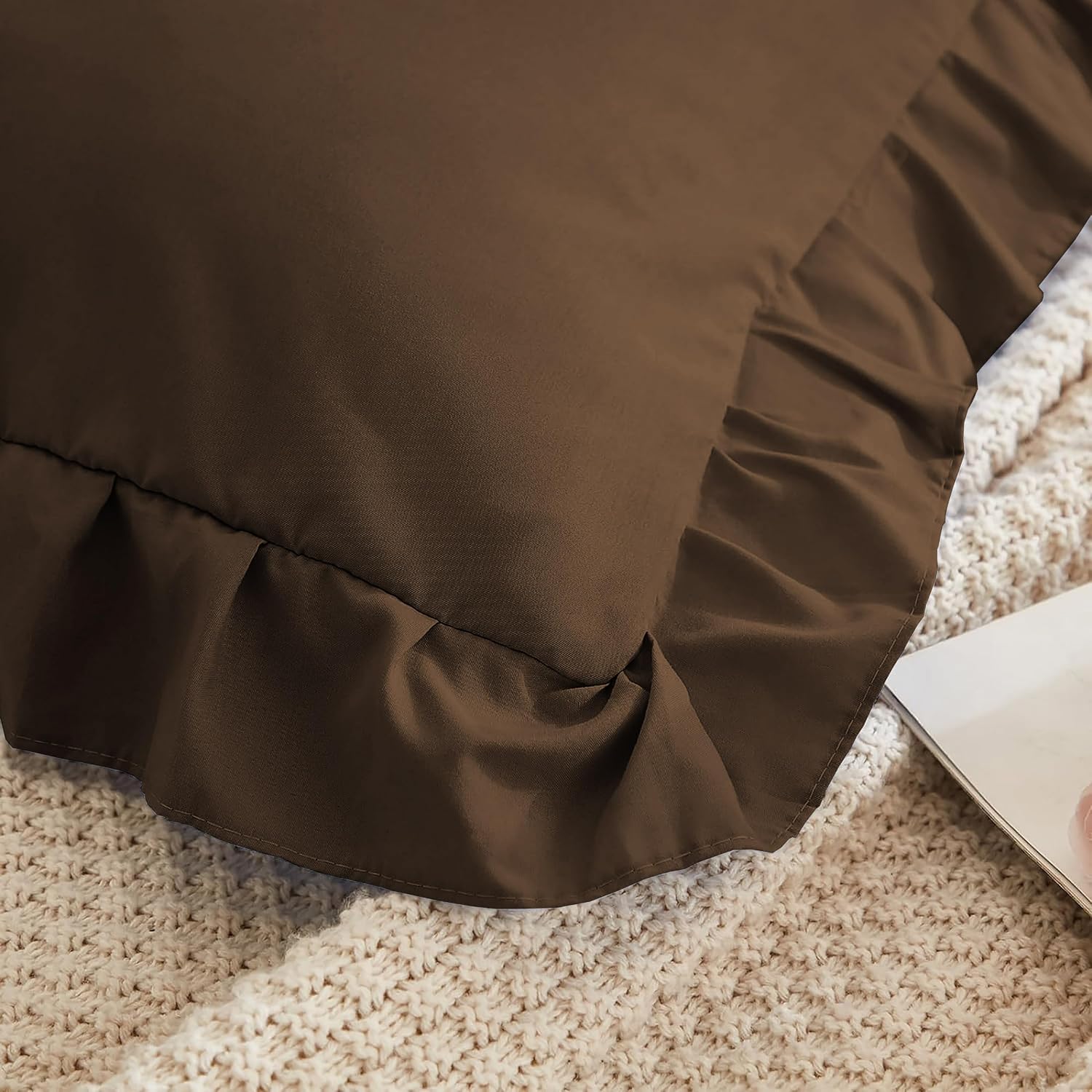 Brown Ruffle Fringe Microfiber Standard Pillow Shams
