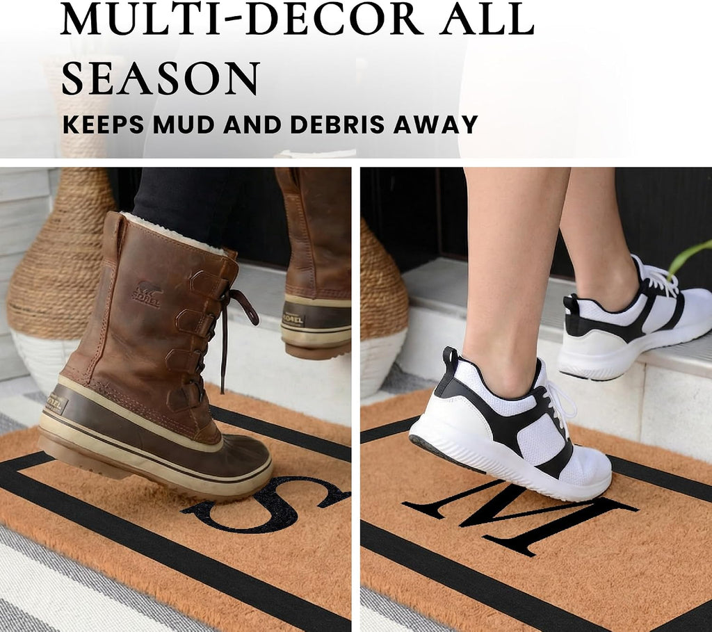 Black Border Personalized Coir Non Slip Doormat