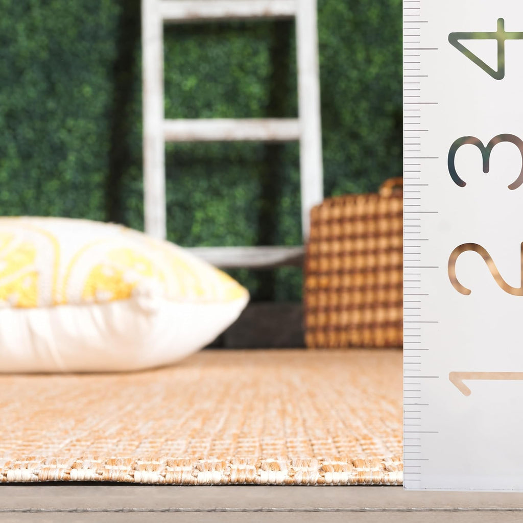 Natural Cream Washable Outdoor Courtyard Runner Rug