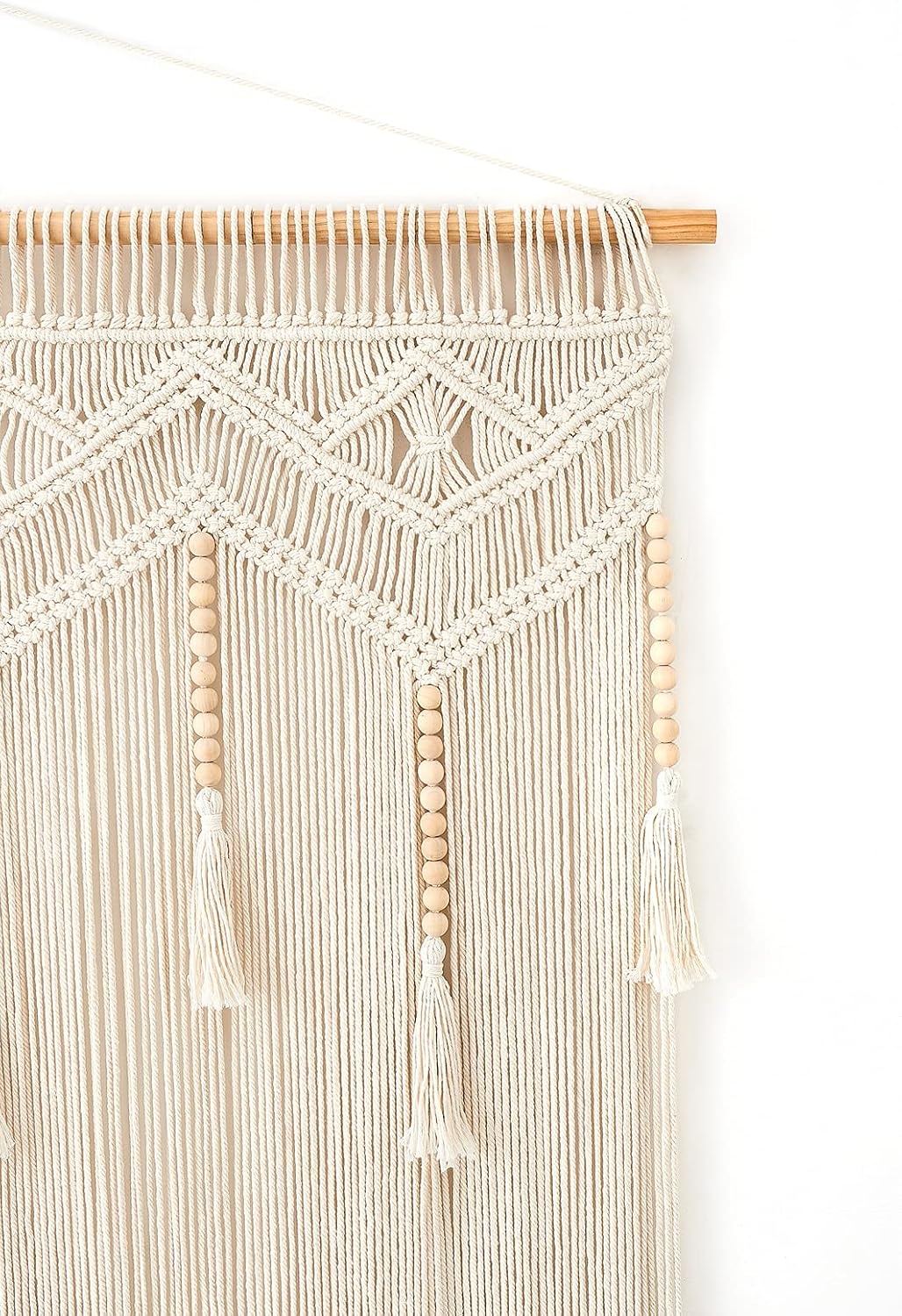 Large Tassel Woven Boho Macrame Wall Hanging with Rod