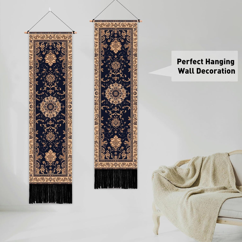 2 Pack Floral Tassel Boho Vertical Wall Tapestries