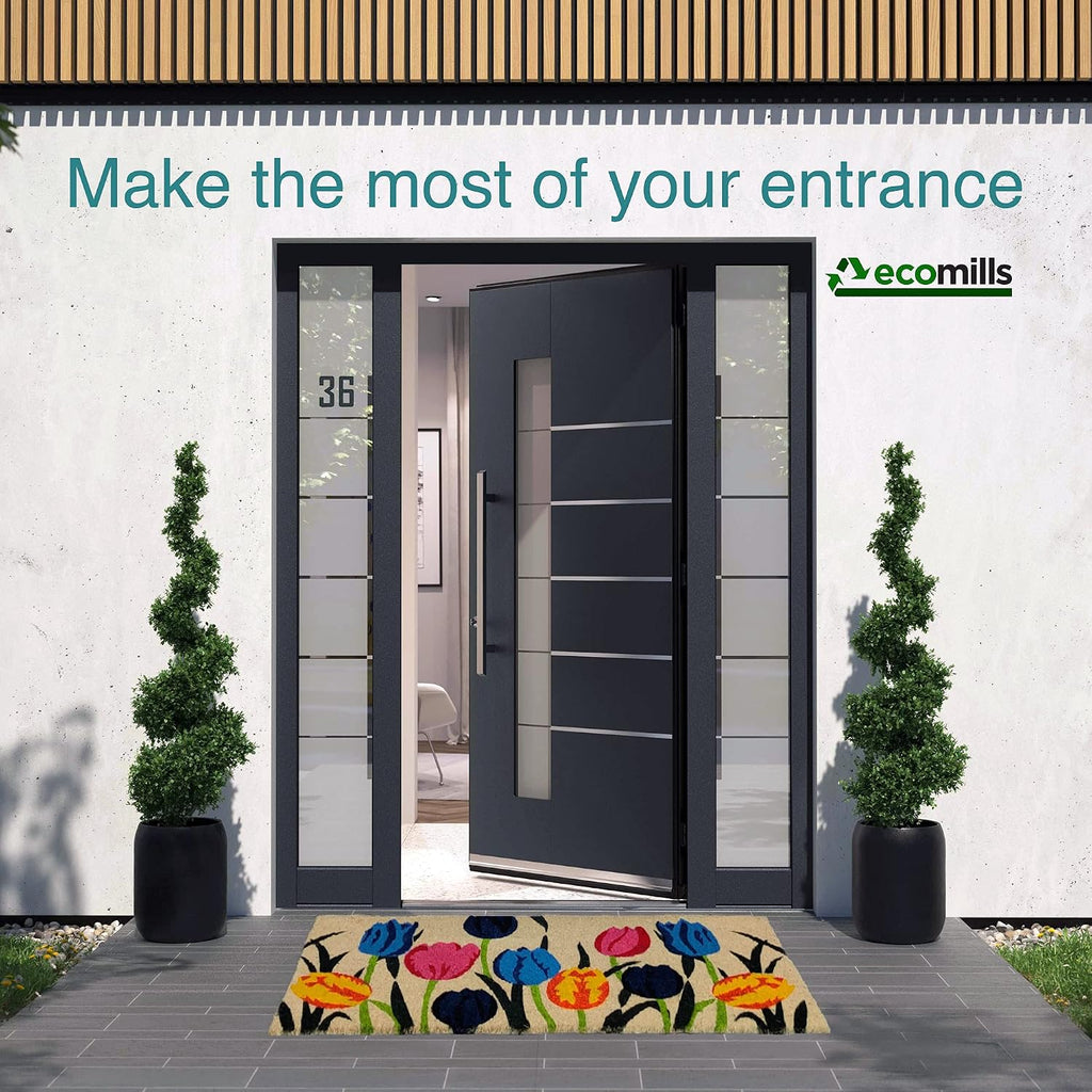 Large Tulip Pattern Coir Non Slip Welcome Doormat