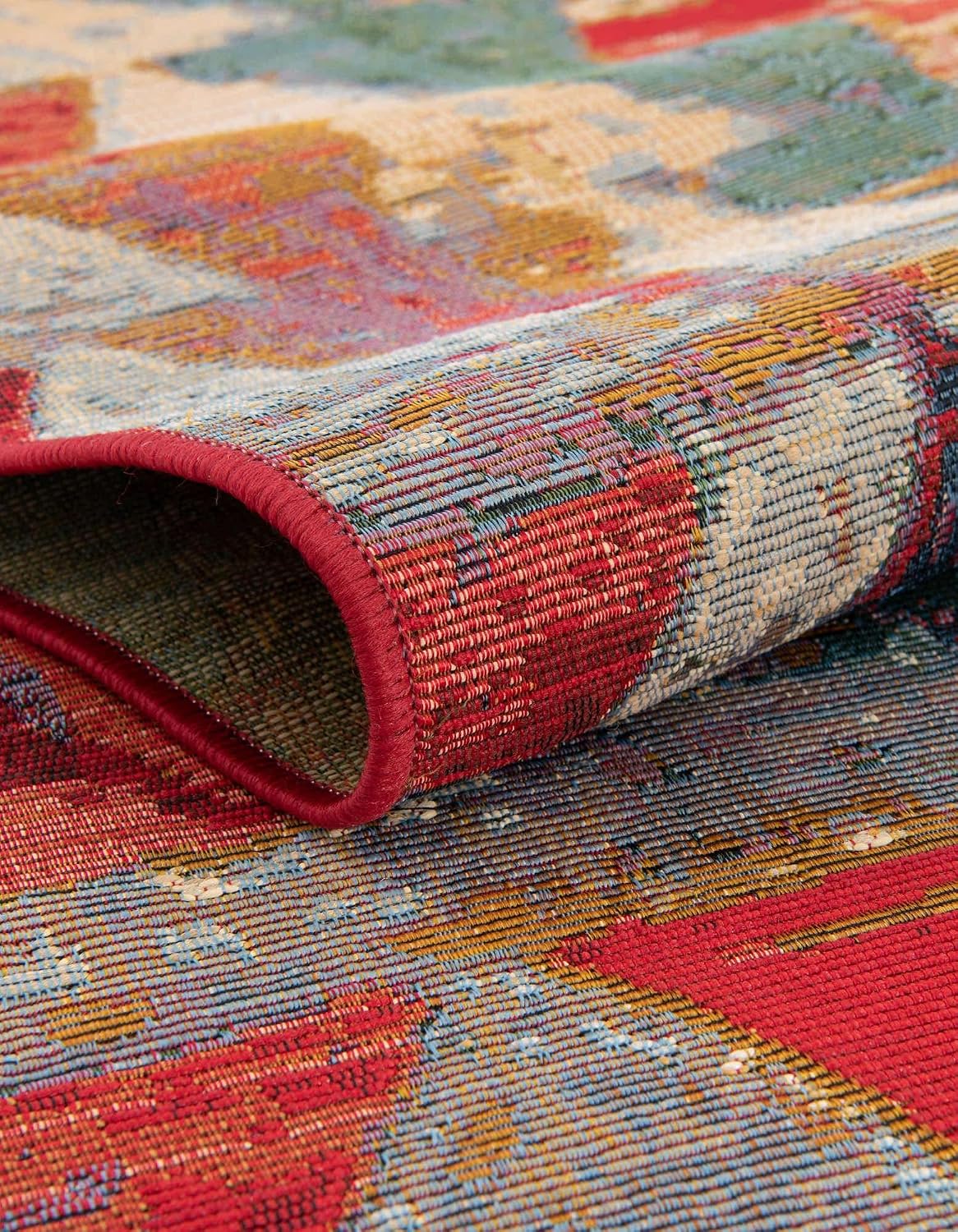 Modern Multi Burgundy Outdoor Tamarindo Runner Rug