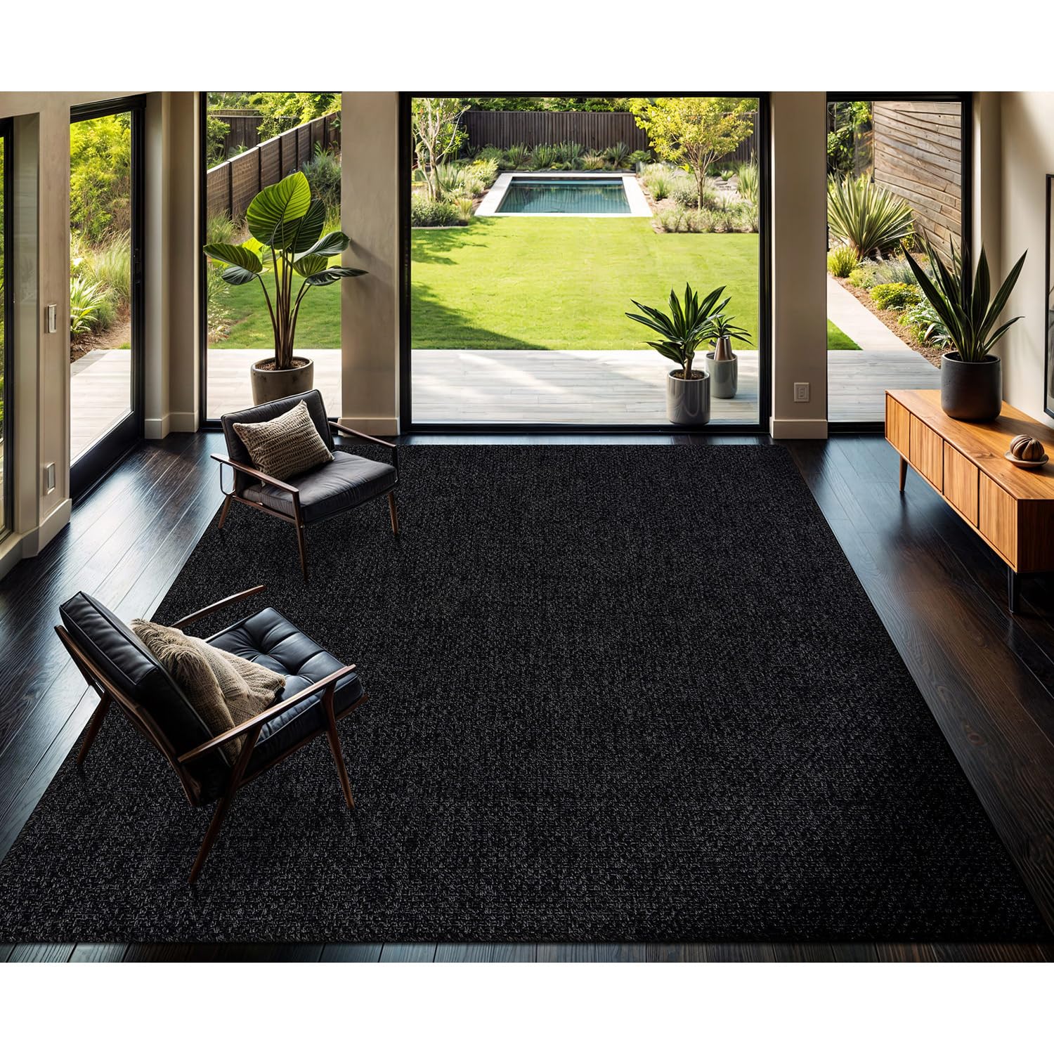 Herringbone Seagrass Washable Indoor Outdoor Runner Rug