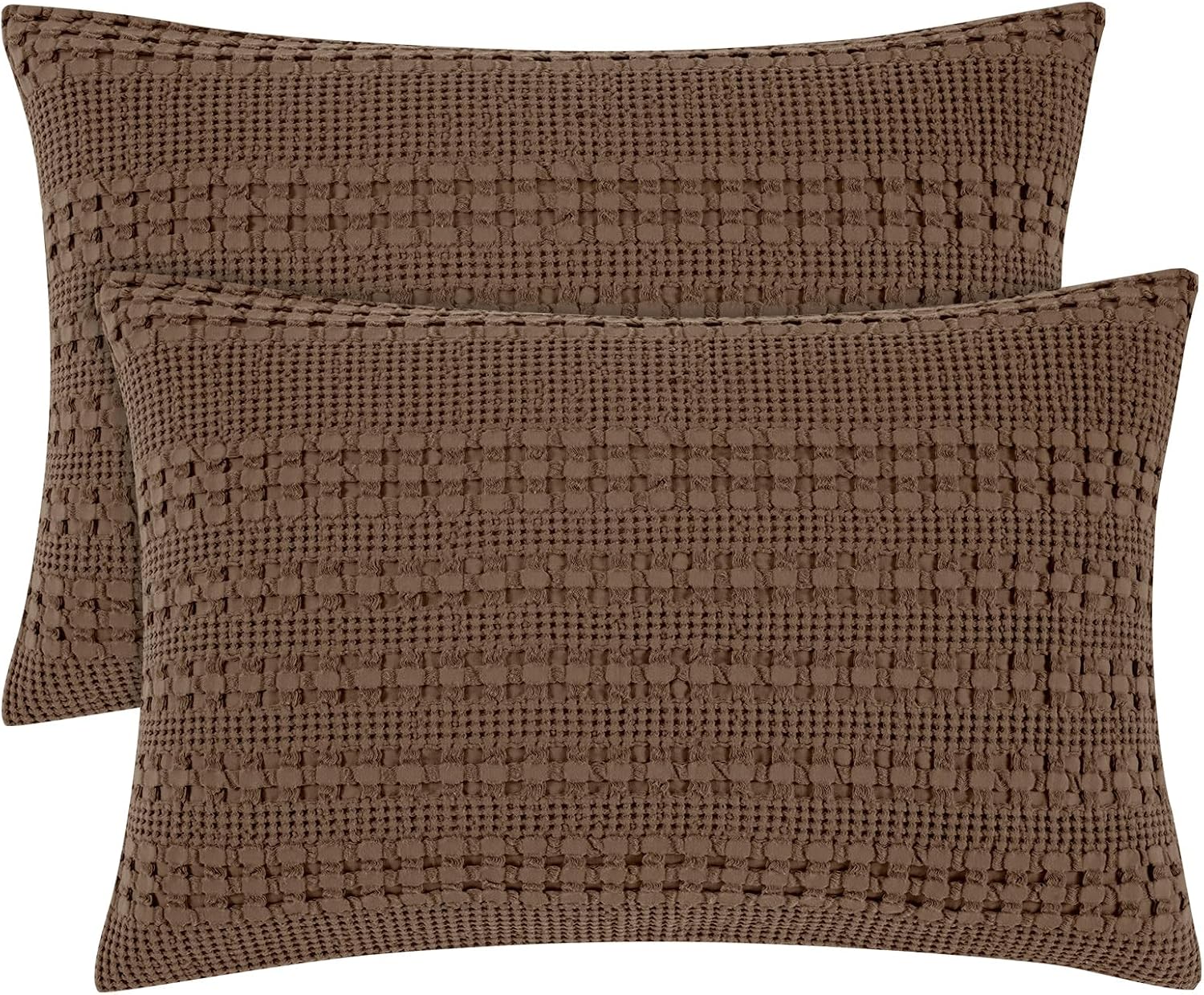 Chocolate Waffle Weave Cotton Standard Pillow Shams