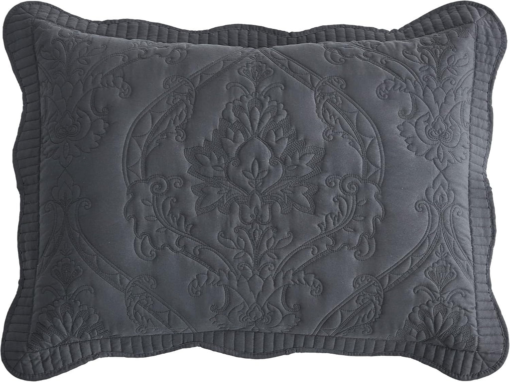 Dark Grey Quilted Microfiber Standard Pillow Shams