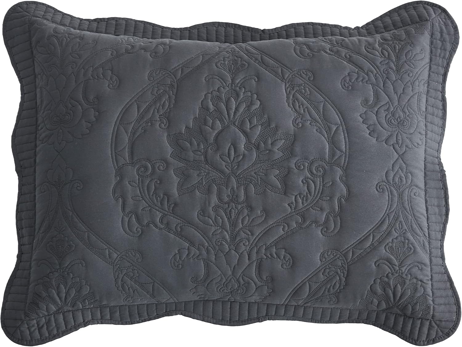 Dark Grey Quilted Microfiber Standard Pillow Shams