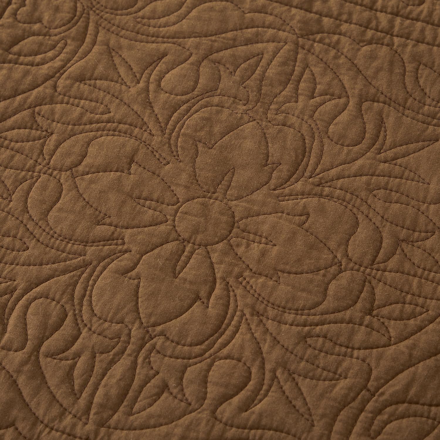 Coffee Floral Printed Cotton Quilted Pillow Shams