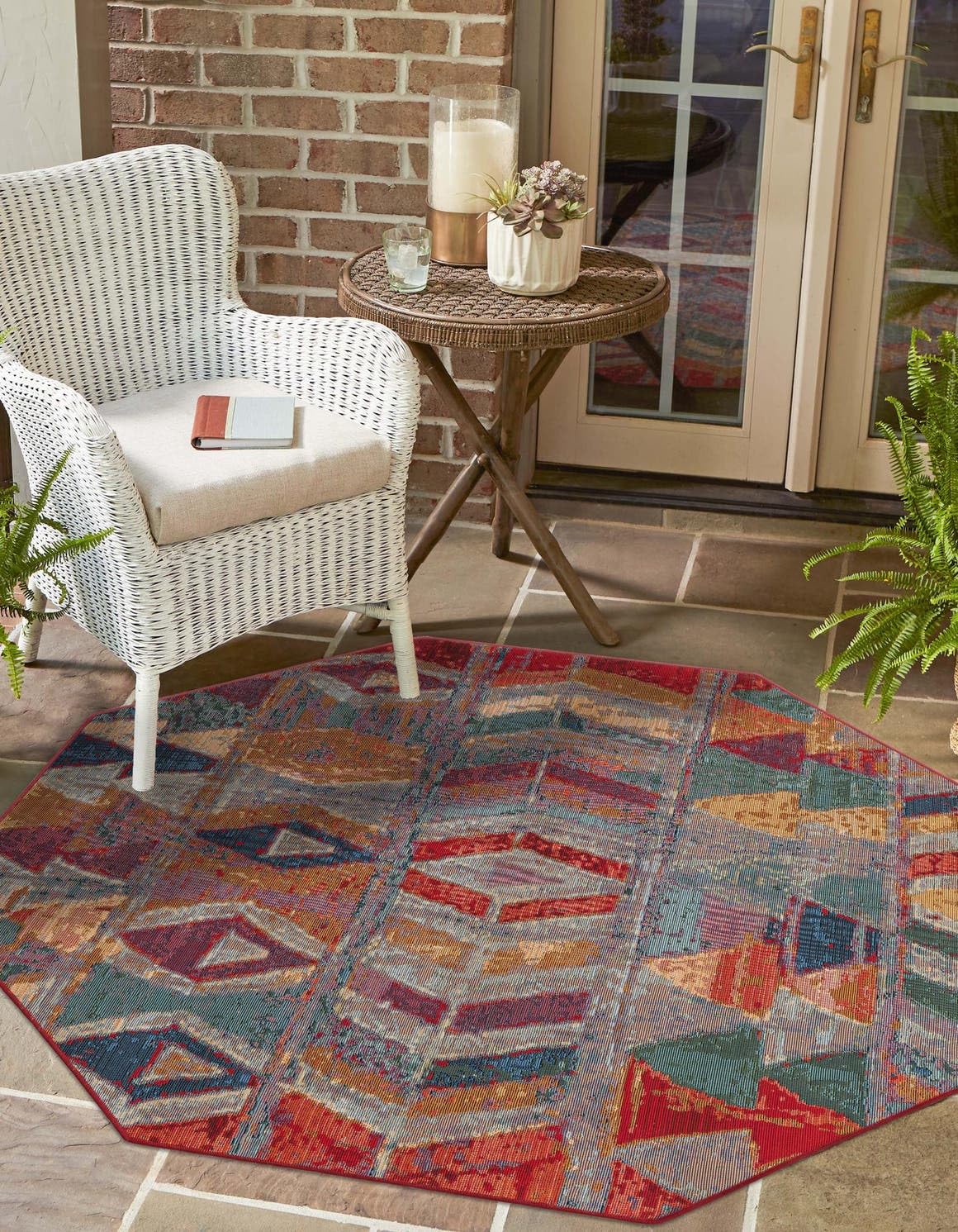 Modern Multi Burgundy Outdoor Tamarindo Runner Rug
