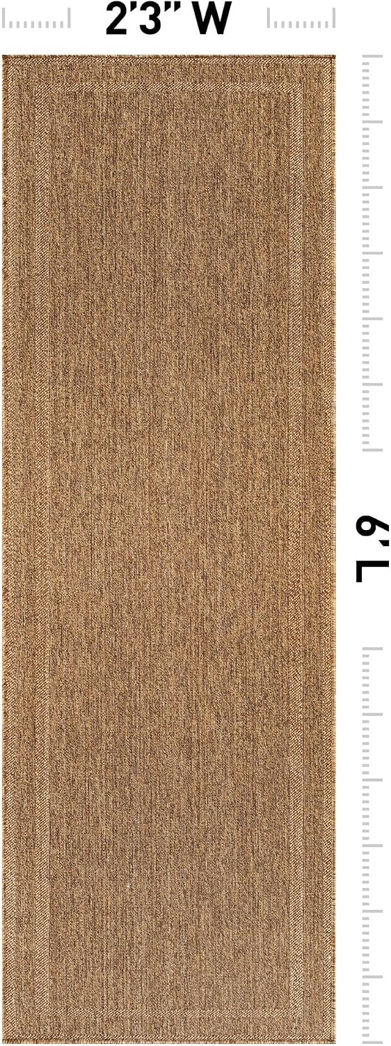 Border Flat Woven Natural Jute Indoor Outdoor Runner Rug