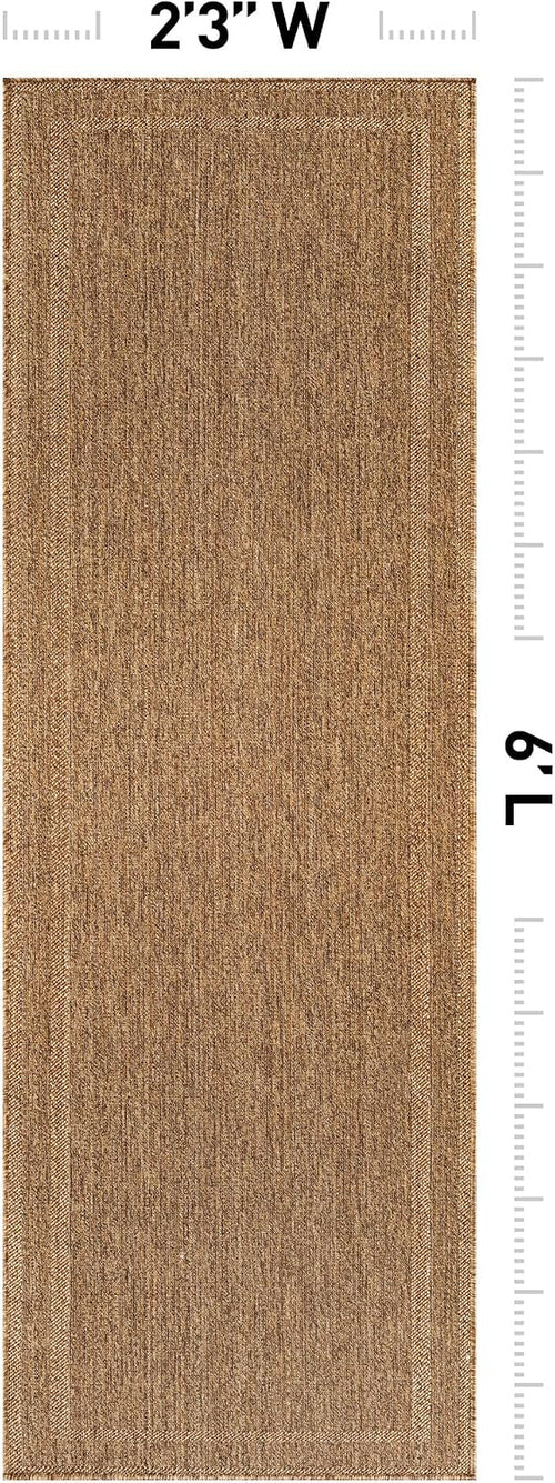 Border Flat Woven Natural Jute Indoor Outdoor Runner Rug